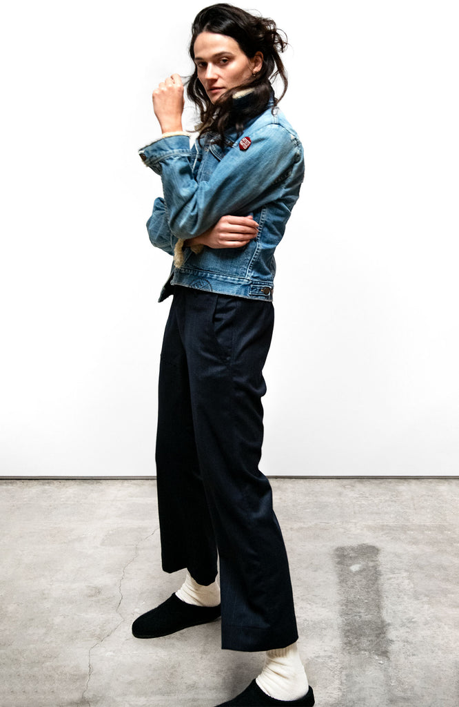 CASHMERE BLEND FRENCH SAILOR PANT - deeply navy – FREECITYsupershop